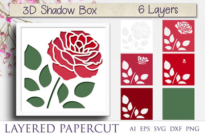 Rose shadow box svg template, Flower layered papercut svg 3D Paper AnastasiyaArtDesign 