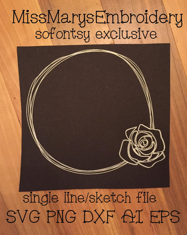 Rose Sketch Frame SVG MissMarysEmbroidery 
