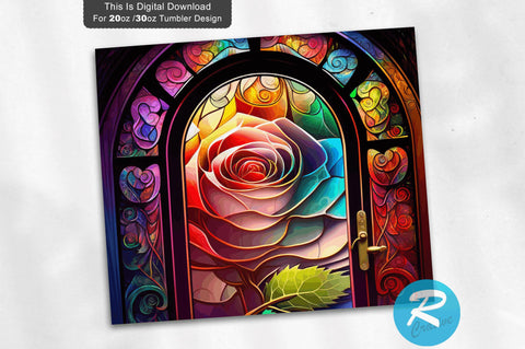 Rose Stained 20 oz / 30 oz Tumbler PNG Sublimation Regulrcrative 