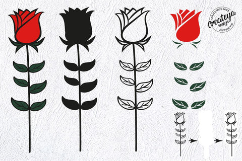 Rose SVG, Flower SVG, Rose outline, Flower laser SVG Createya Design 