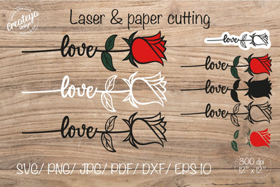 Rose SVG, Flower SVG, Rose outline, Love SVG SVG Createya Design 