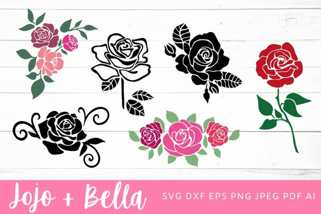 Rose Svg, Svg Bundle, Flower svg, Valentines Day Svg, Flowers Svg, Floral Svg, Svg, Svg Files For Cricut, Sublimation Designs Downloads SVG Jojo&Bella 