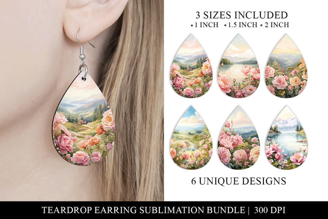 Rose Teardrop Earring Sublimation Bundle Sublimation BijouBay 