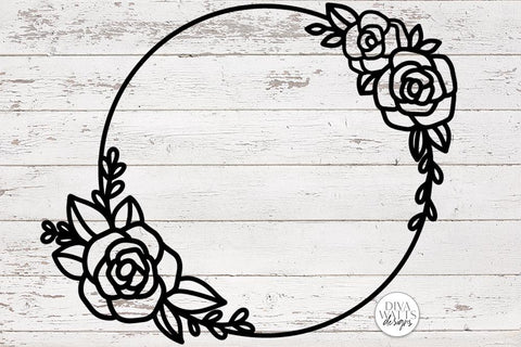 Rose Wreath SVG | Floral Clipart | Vector Roses SVG Diva Watts Designs 