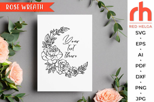 Rose Wreath SVG - Floral Frame Cut File SVG RedHelgaArt 