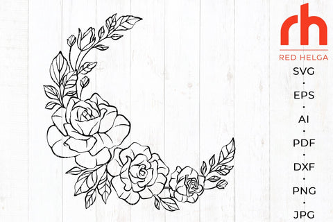 Rose Wreath SVG - Floral Frame Cut File SVG RedHelgaArt 