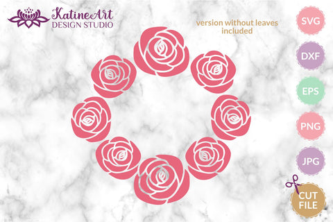 Rose wreath svg, rose silhouette svg, rose svg, svg cut file, floral wreath svg, decorative frame svg, decorative border svg, flower border svg, floral design svg, floral frame svg, flower bundle svg, rose border clipart, SVG KatineDesign 