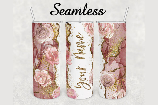 Roses Alcohol Ink Glitter Marble Tumbler sublimation design 20 oz skinny tumbler wrap Sublimation BambinaCreations 