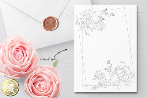 Roses and Berries - Single line for Foil Quill | Digi Stamp | illustrations | Bundle Sketch DESIGN DrawnTogether with love 