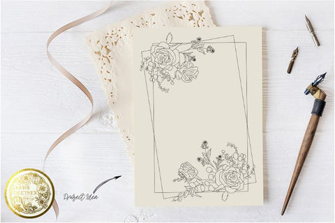 Roses and Berries - Single line for Foil Quill | Digi Stamp | illustrations | Bundle Sketch DESIGN DrawnTogether with love 