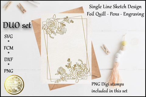Roses and Berries - Single line for Foil Quill | Digi Stamps Sketch DESIGN DrawnTogether with love 