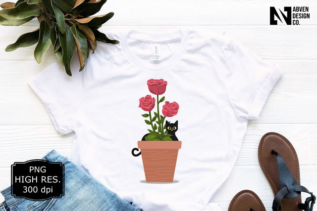 Roses and the Cat PNG Sublimation Sublimation Abven Graphics 