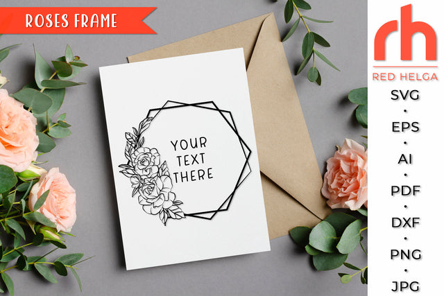 Roses Frame SVG - Flower Hexagon Cut File SVG RedHelgaArt 