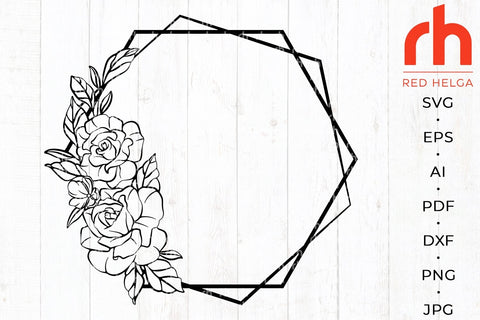 Roses Frame SVG - Flower Hexagon Cut File SVG RedHelgaArt 