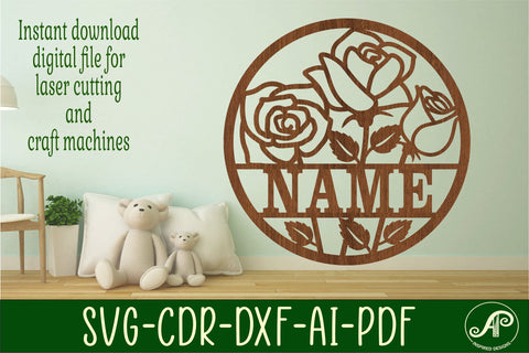 Roses name sign svg laser cut template SVG APInspireddesigns 