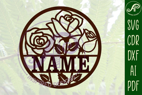 Roses name sign svg laser cut template SVG APInspireddesigns 