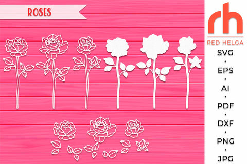 Roses SVG, Roses Cut File, June Birth Plant DXF, Layered Flower, Gemini Flower Silhouette SVG RedHelgaArt 