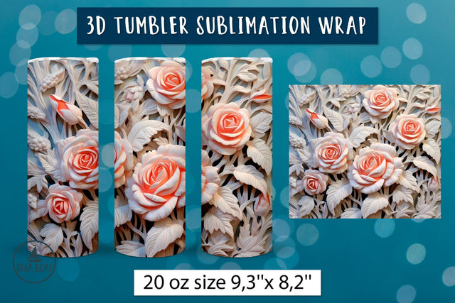 Roses tumbler | 3d sublimation tumbler wrap Sublimation Olga Boat Design 