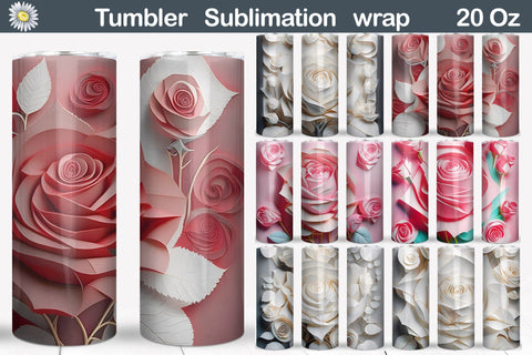 Roses Tumbler Sublimation | 3D Roses Tumbler Wrap Sublimation WatercolorColorDream 