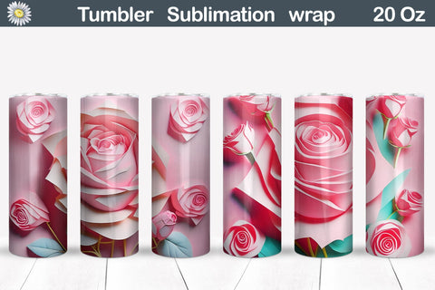 Roses Tumbler Sublimation | 3D Roses Tumbler Wrap Sublimation WatercolorColorDream 