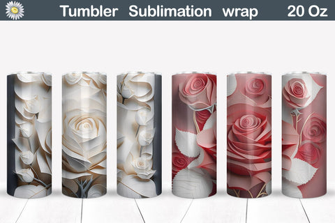 Roses Tumbler Sublimation | 3D Roses Tumbler Wrap Sublimation WatercolorColorDream 