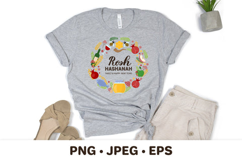 Rosh Hashanah sublimation wreath. Jewish holiday New Year Sublimation LaBelezoka 