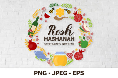 Rosh Hashanah sublimation wreath. Jewish holiday New Year Sublimation LaBelezoka 