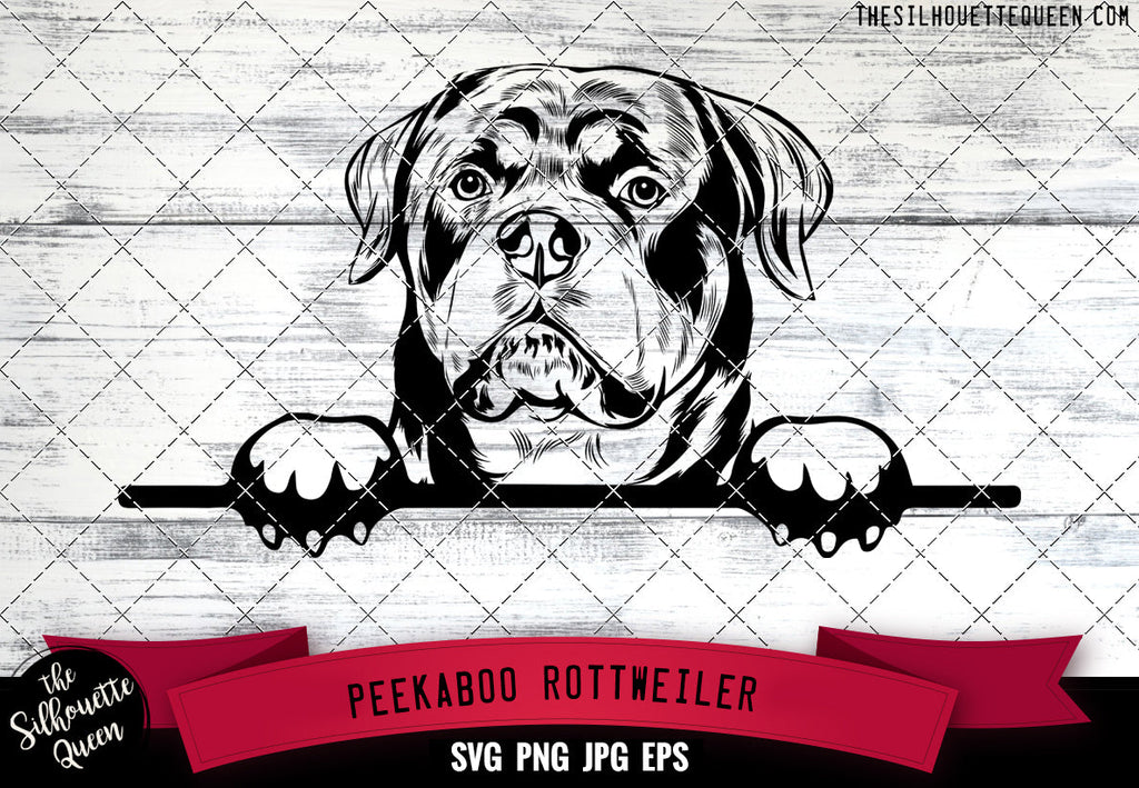 Rottweiler Peek A Boo | Peekaboo | Peeking Dog Face SVG for Glowforge ...