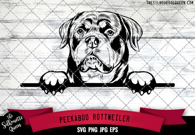 Rottweiler Peek A Boo | Peekaboo | Peeking Dog Face SVG for Glowforge, Cricut, Laser, Silhouette, Scan n cut files SVG Loveleen Kaur 