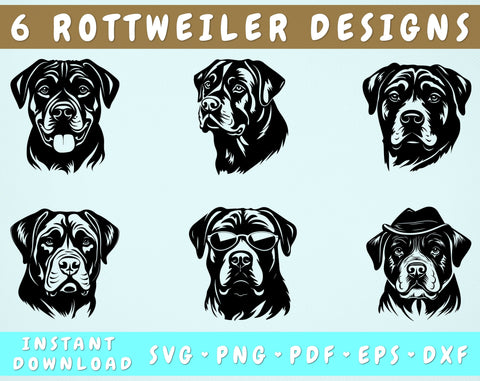 Rottweiler SVG Bundle, 6 Designs, Rottweiler PNG, Rottweiler Clipart SVG HappyDesignStudio 