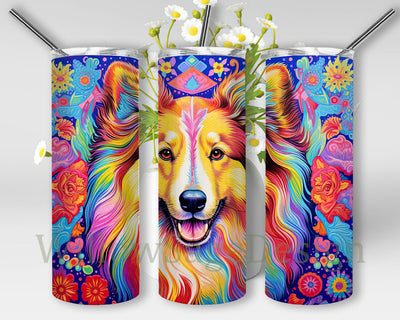 Rough Collie 20oz Skinny Tumbler Png, Rough Collie Dog Lover Pet Tumbler, Watercolor Rough Collie Png, Puppy Wrap Png, Nature Animal Tumbler, Noel Rough Collie Tumbler Sublimation WillowSageDesign 