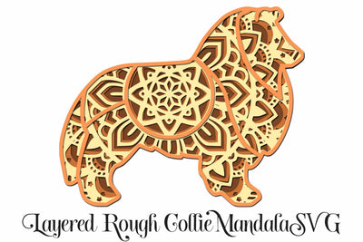 Rough Collie Mandala Layered Dog Breed SVG SVG Digital Honeybee 