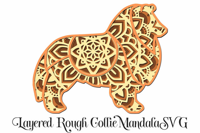 Rough Collie Mandala Layered Dog Breed SVG SVG Digital Honeybee 