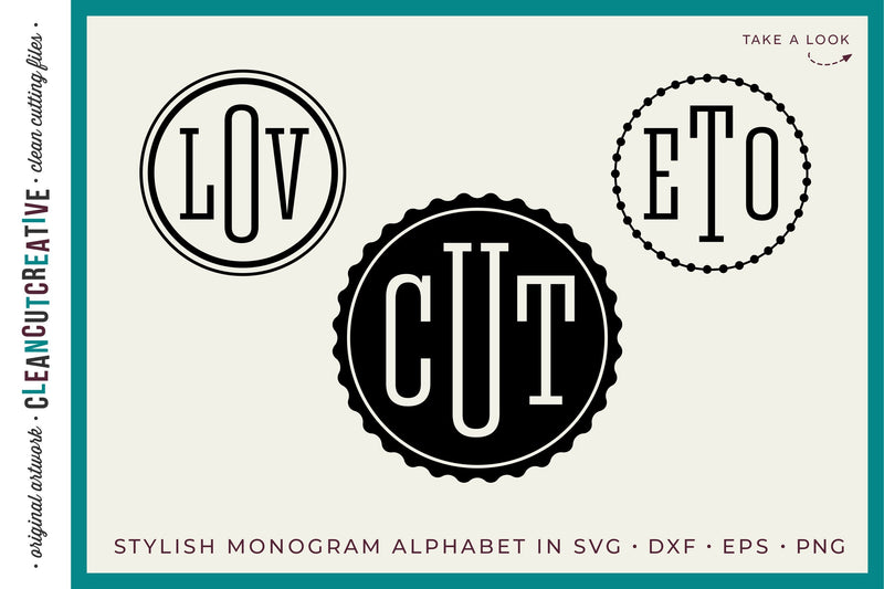Round 3 letter Stylish Monogram Alphabet for crafters - So Fontsy