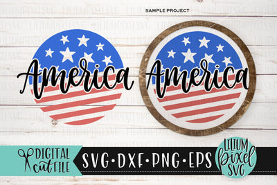 Round America Flag Frame - Fourth of July SVG SVG Lilium Pixel SVG 