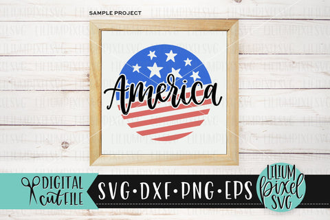 Round America Flag Frame - Fourth of July SVG SVG Lilium Pixel SVG 