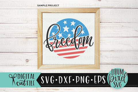 Round America Freedom Flag Frame - Fourth of July SVG SVG Lilium Pixel SVG 
