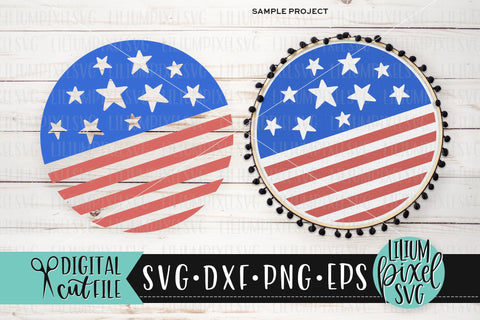 Round America Stars Flag Frame - Fourth of July SVG SVG Lilium Pixel SVG 
