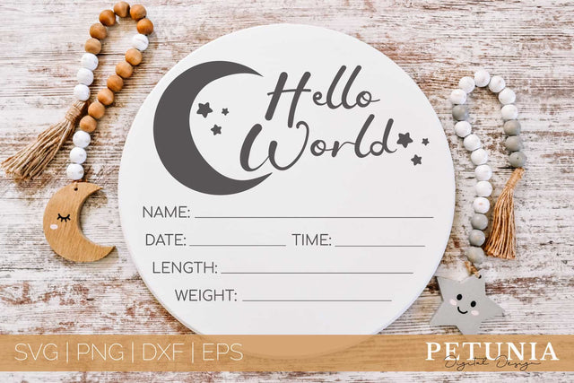 Round Baby Announcement Sign SVG | Birth Announcement SVG SVG Petunia Digital Design 