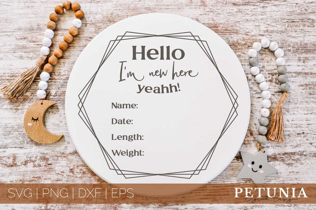 Round Baby Announcement Sign SVG | Birth Announcement SVG SVG Petunia Digital Design 