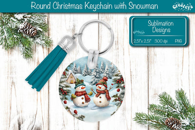 Round Christmas Keychain Sublimation PNG Sublimation Createya Design 