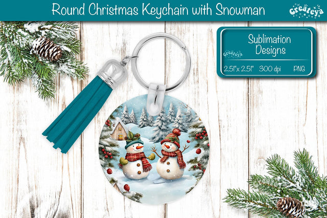 Round Christmas Keychain Sublimation PNG Sublimation Createya Design 