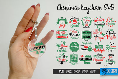 Round Christmas Keychain SVG Bundle. Xmas Key Keychain Svg. SVG Fly Design 