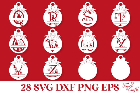Round Christmas Monogram SVG Pack SVG Feya's Fonts and Crafts 