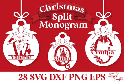 Round Christmas Monogram SVG Pack SVG Feya's Fonts and Crafts 