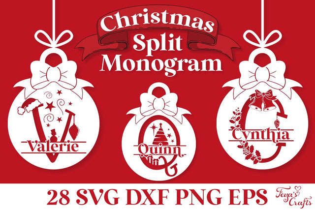 Round Christmas Monogram SVG Pack SVG Feya's Fonts and Crafts 