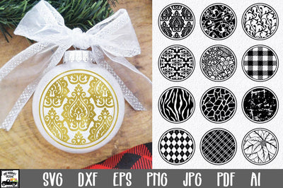 Round Christmas Ornament Bundle - 12 Fancy Christmas SVG SVG Old Market 