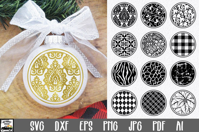 Round Christmas Ornament Bundle - 12 Fancy Christmas SVG SVG Old Market 