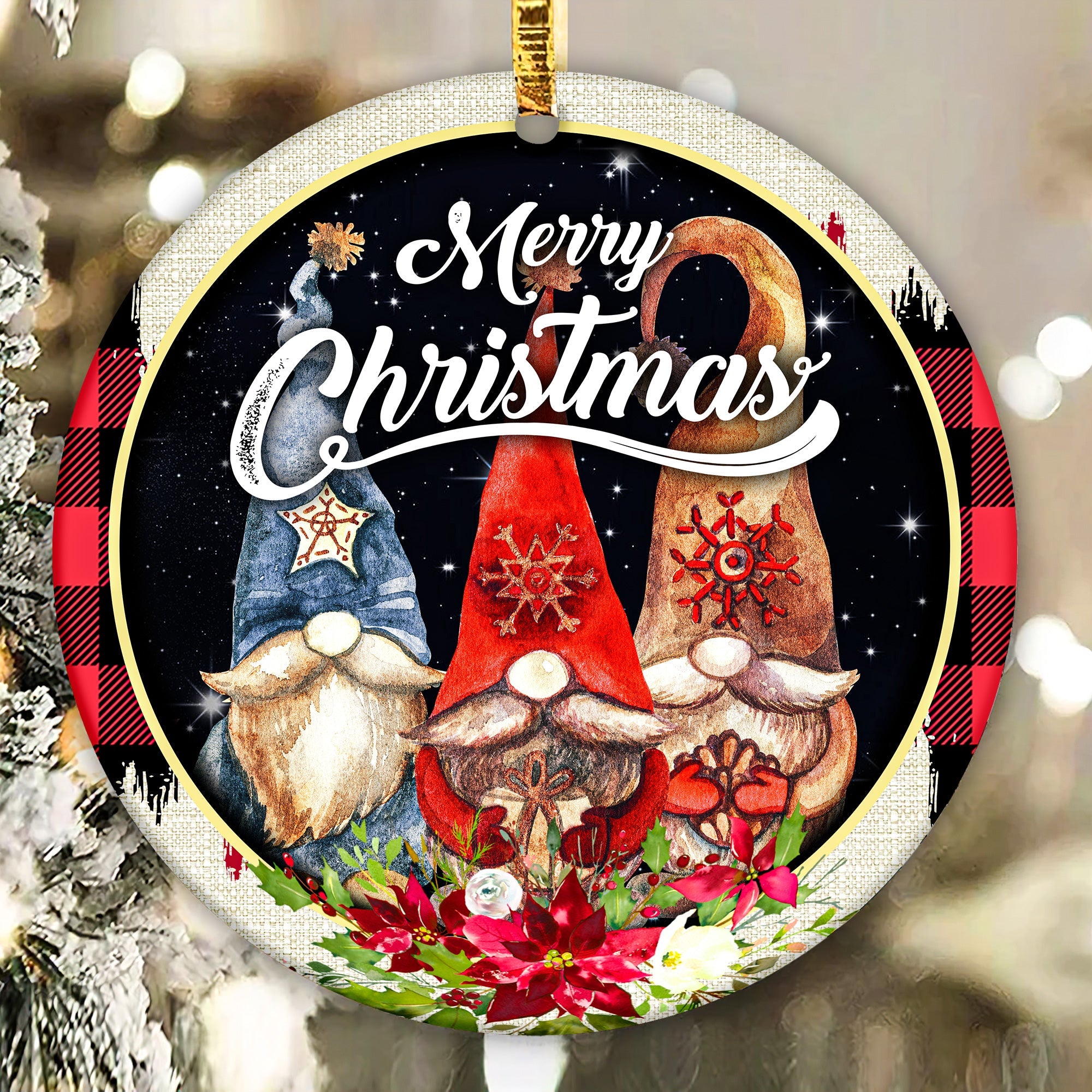 Christmas Gnomes Round Ornament Sublimation File - So Fontsy