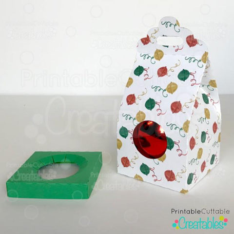 Round Christmas Ornament Gift Box Template SVG Printable Cuttable Creatables 